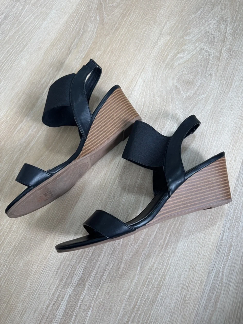 Lane Bryant Black Elastic Strap Slingback Sandals